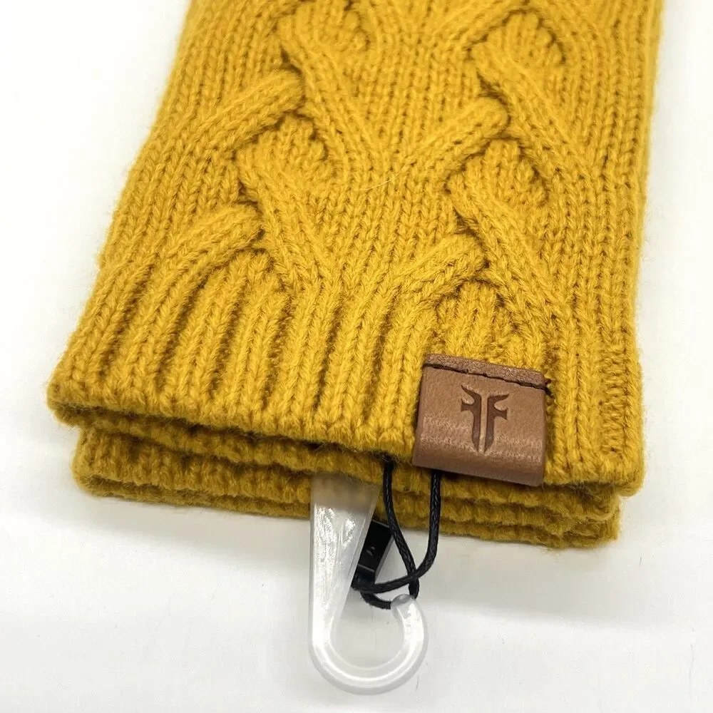 NWT Frye Womens Gloves Cable-Knit Fingerless Arm/Wrist Warmer Mustard Yellow OS